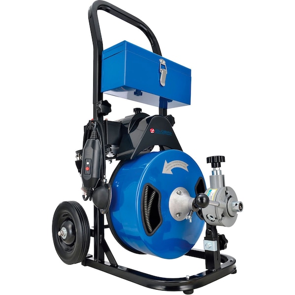 Global Industrial Autofeed Drain Cleaner Machine For 2-4 Pipe, 220 RPM, 75' Cable 670440 - main